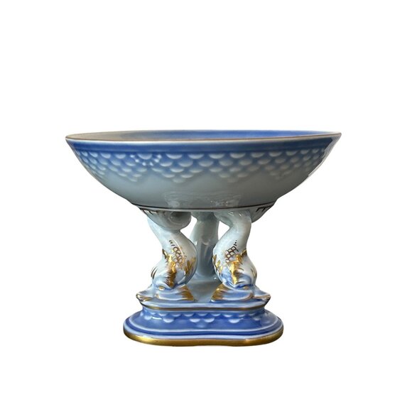 Bing and Grondahl Copenhagen Denmark Porcelain Seagull Compote Bowl Dolphin Feet - Picture 4 of 11
